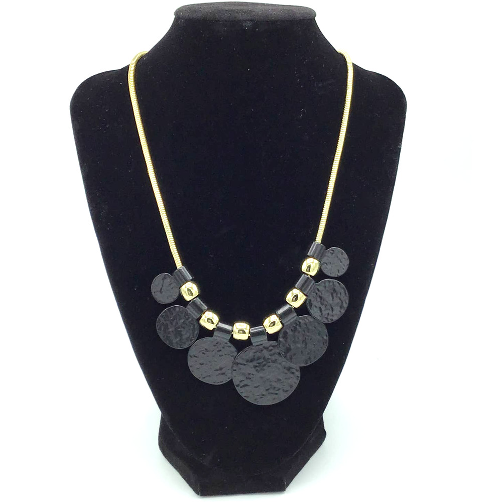 Black and Gold Circle Necklace - Picture 1 of 3